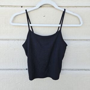 NWT American Eagle black ribbed cropped tank with adjustable straps XS